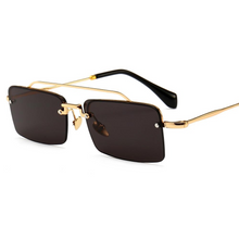 Load image into Gallery viewer, Retro Rectangle Sunglasses Men Metal Frame Gold