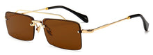 Load image into Gallery viewer, Retro Rectangle Sunglasses Men Metal Frame Gold