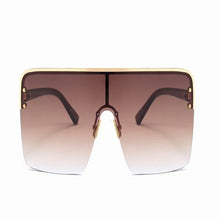 Load image into Gallery viewer, Oversized Square Sunglasses Retro Semi-Rimless Big Frame Women