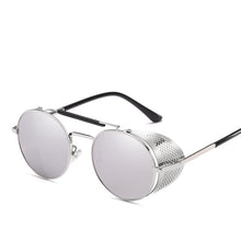Load image into Gallery viewer, Retro Steampunk Sunglasses Personality Windshield Frame Round Color Film Reflective Cool Lens Knight's Glasses UV400 Protection