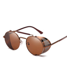 Load image into Gallery viewer, Retro Steampunk Sunglasses Personality Windshield Frame Round Color Film Reflective Cool Lens Knight's Glasses UV400 Protection