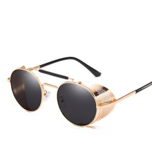 Load image into Gallery viewer, Retro Steampunk Sunglasses Personality Windshield Frame Round Color Film Reflective Cool Lens Knight's Glasses UV400 Protection